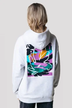 Clearance Abstract Flower Hoodie | Light grey melange Hoodies