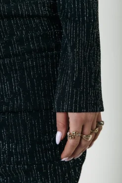 Clearance Bryssa Lurex Dress | Metallic silver Jurken