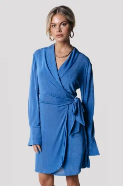 Sale Dorin Uni Wrap Dress | Vallarta Blue Jurken