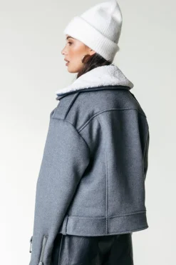 Fashion Elea Wool Biker Jacket | Medium grey melange Jassen|Blazers