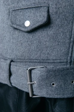 Fashion Elea Wool Biker Jacket | Medium grey melange Jassen|Blazers