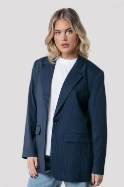 Hot Gemma Pinstripe Blazer | Dark blue Blazers