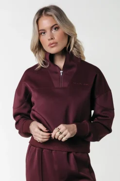 Fashion Ilena Zipped Sweat | Port Red Truien