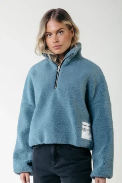 Sale Jills Teddy Zip Sweat | Mineral blue Truien