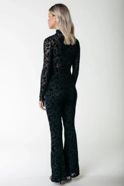 Outlet Leopard Flock Mesh Flare Pants | Broeken