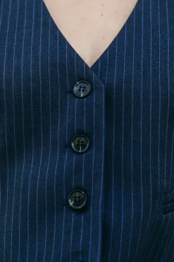 Clearance Loiza Pinstripe Gilet | Dark blue Jassen|Blazers