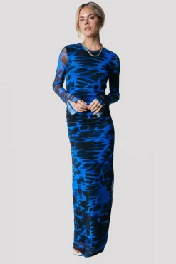 Sale Maude Animal Mesh Dress | Deep blue Jurken