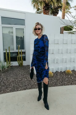 Sale Maude Animal Mesh Dress | Deep blue Jurken