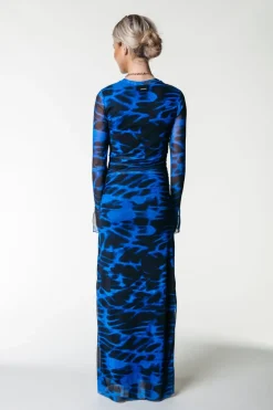 Sale Maude Animal Mesh Dress | Deep blue Jurken