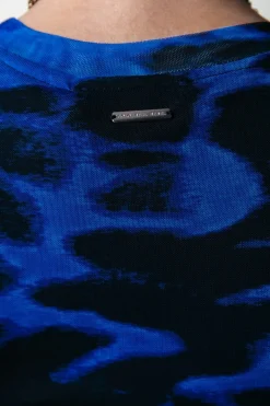 Sale Maude Animal Mesh Dress | Deep blue Jurken