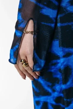 Sale Maude Animal Mesh Dress | Deep blue Jurken