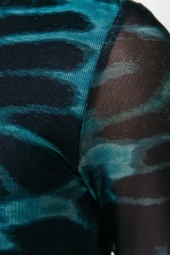 Online Maude Animal Mesh Dress | Storm green Jurken