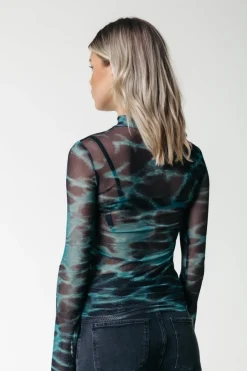 Online Neyo Animal Mesh Top | Storm green Tops