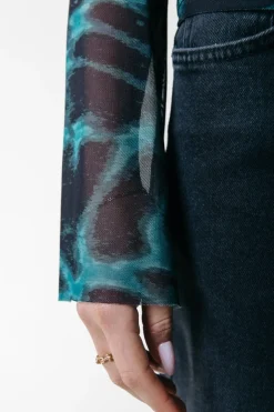 Online Neyo Animal Mesh Top | Storm green Tops