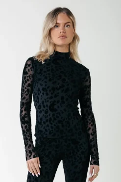 Discount Neyo Leopard Flock Mesh Top | Tops