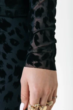 Discount Neyo Leopard Flock Mesh Top | Tops