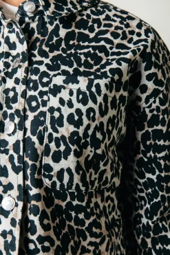 Fashion Olle Leopard Cropped Denim Blouse | Blouses