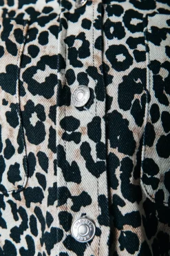 Fashion Olle Leopard Cropped Denim Blouse | Blouses