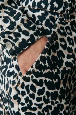Fashion Olle Leopard Cropped Denim Blouse | Blouses
