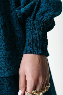 Fashion Sacha Floral Ruffle Dress | Deep Teal Jurken