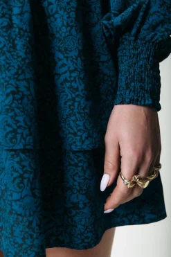 Fashion Sacha Floral Ruffle Dress | Deep Teal Jurken