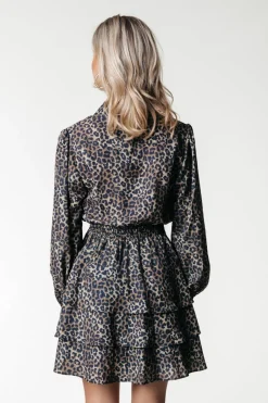 New Sacha Leopard Ruffle Dress | Warm Brown Jurken