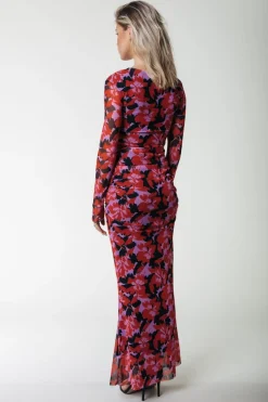 Outlet Sariah Mesh Maxi Dress | Scarlet Red Jurken