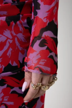 Outlet Sariah Mesh Maxi Dress | Scarlet Red Jurken