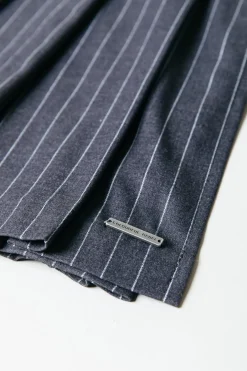 Fashion Shaline Pinstripe Pleated Skirt | Dark Anthracite Rokken