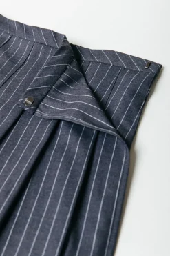 Fashion Shaline Pinstripe Pleated Skirt | Dark Anthracite Rokken