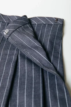 Fashion Shaline Pinstripe Pleated Skirt | Dark Anthracite Rokken