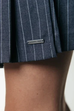 Fashion Shaline Pinstripe Pleated Skirt | Dark Anthracite Rokken