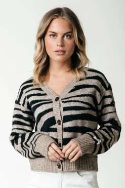 New Shara Zebra Knitted Cardigan | Truien