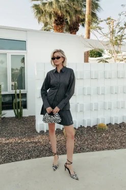 Fashion Talia Pinstripe Blouse | Dark Anthracite Blouses