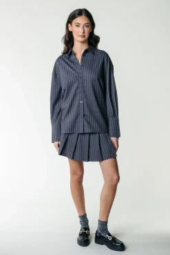 Fashion Talia Pinstripe Blouse | Dark Anthracite Blouses