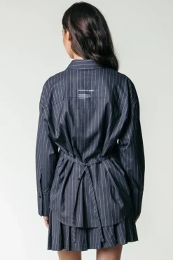 Fashion Talia Pinstripe Blouse | Dark Anthracite Blouses