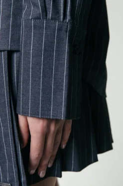 Fashion Talia Pinstripe Blouse | Dark Anthracite Blouses