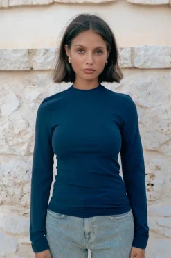 Clearance Uni Fitted Longsleeve T-shirt | Peacoat Blue T-shirts