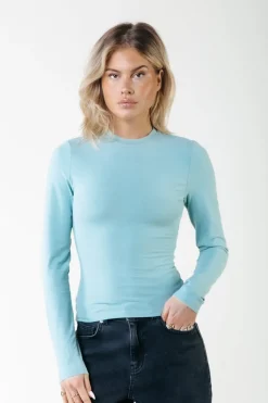 Sale Uni Fitted Longsleeve T-shirt | Mineral blue T-shirts