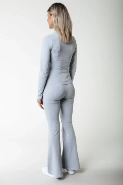 Fashion Uni Fitted Longsleeve T-shirt | Medium grey melange T-shirts