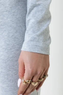 Fashion Uni Fitted Longsleeve T-shirt | Medium grey melange T-shirts