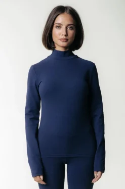 Clearance Uni Fitted Turtleneck Top | Peacoat Blue Tops