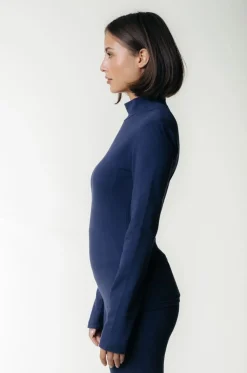 Clearance Uni Fitted Turtleneck Top | Peacoat Blue Tops
