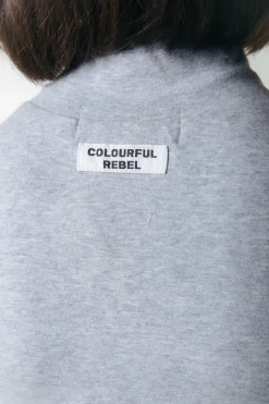 Outlet Uni Fitted Turtleneck Top | Medium grey melange Tops