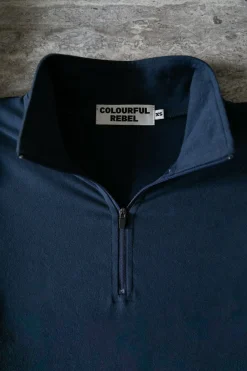 Fashion Uni Fitted Zip Top | Peacoat Blue Tops