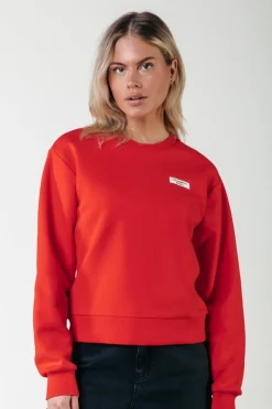 Outlet Uni Label Sweat | Scarlet Red Truien