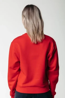 Outlet Uni Label Sweat | Scarlet Red Truien