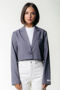 New Winoah Stripe Cropped Blazer | Dark grey Blazers