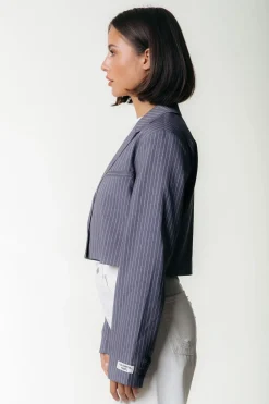 New Winoah Stripe Cropped Blazer | Dark grey Blazers