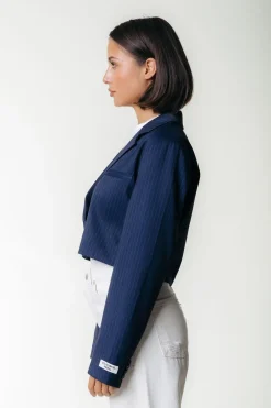 Sale Winoah Stripe Cropped Blazer | Dark blue Blazers
